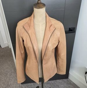 Danier Light Brown Genuine Leather Blazer Womens Vintage Tailored Leather Jacket